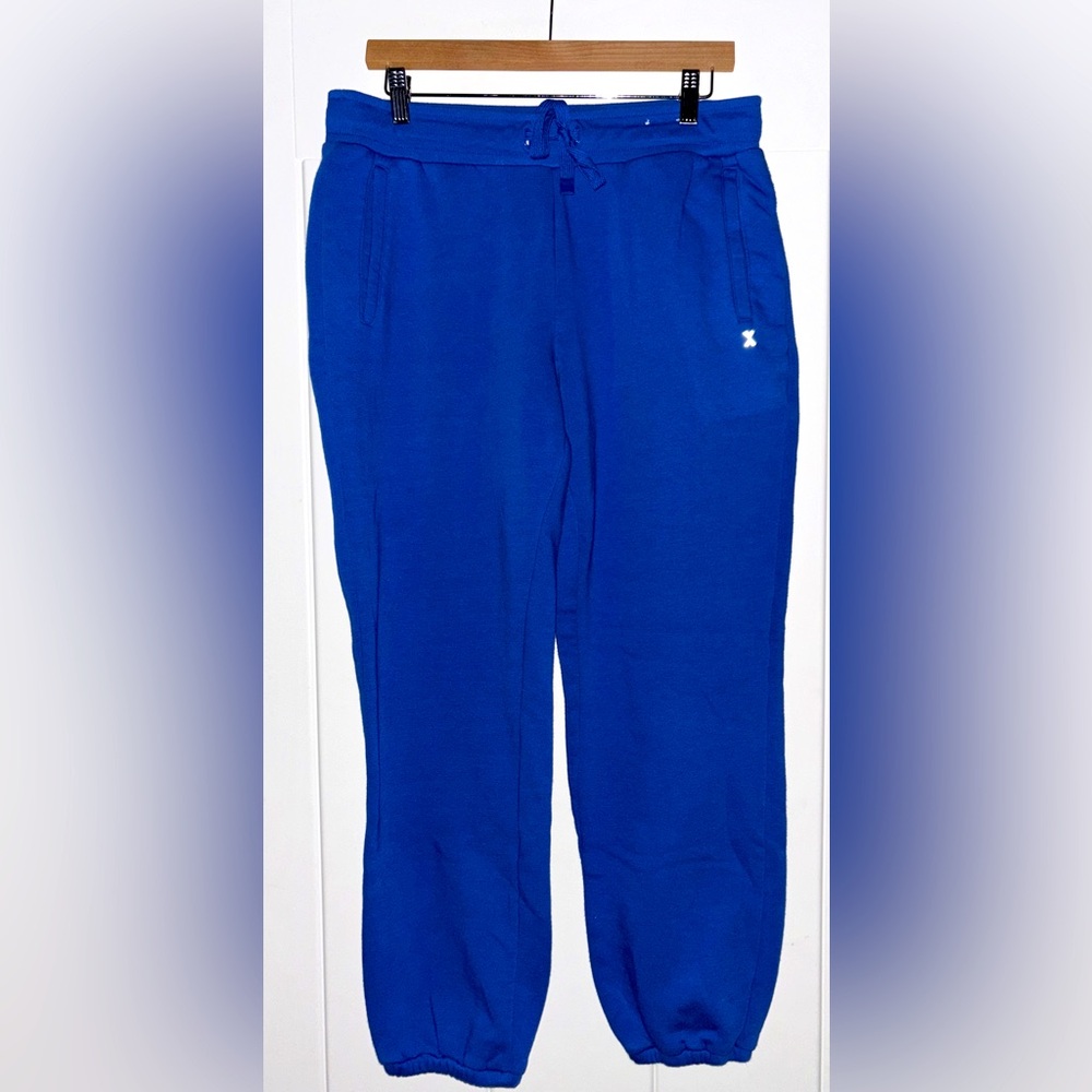 Xersion Drawstring Blue Mid Rise Ankle Jogger Pants Women L Casual Comfy Pull On
